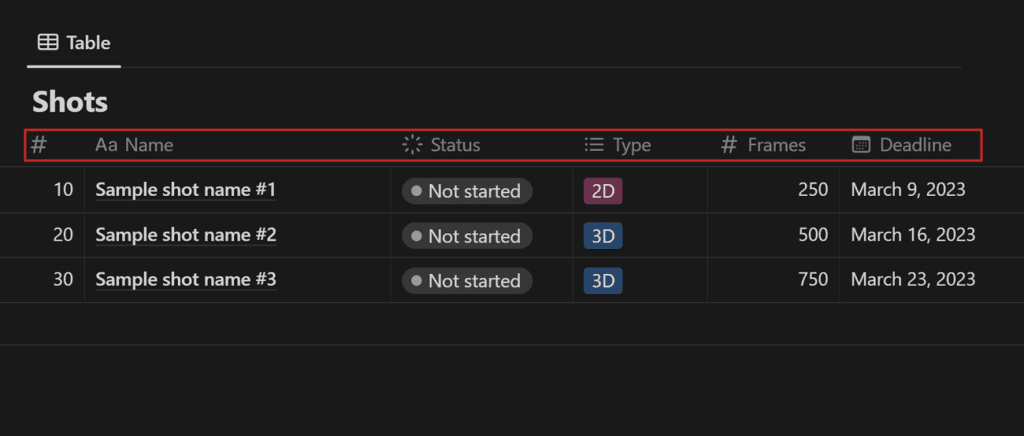 Project management in Notion